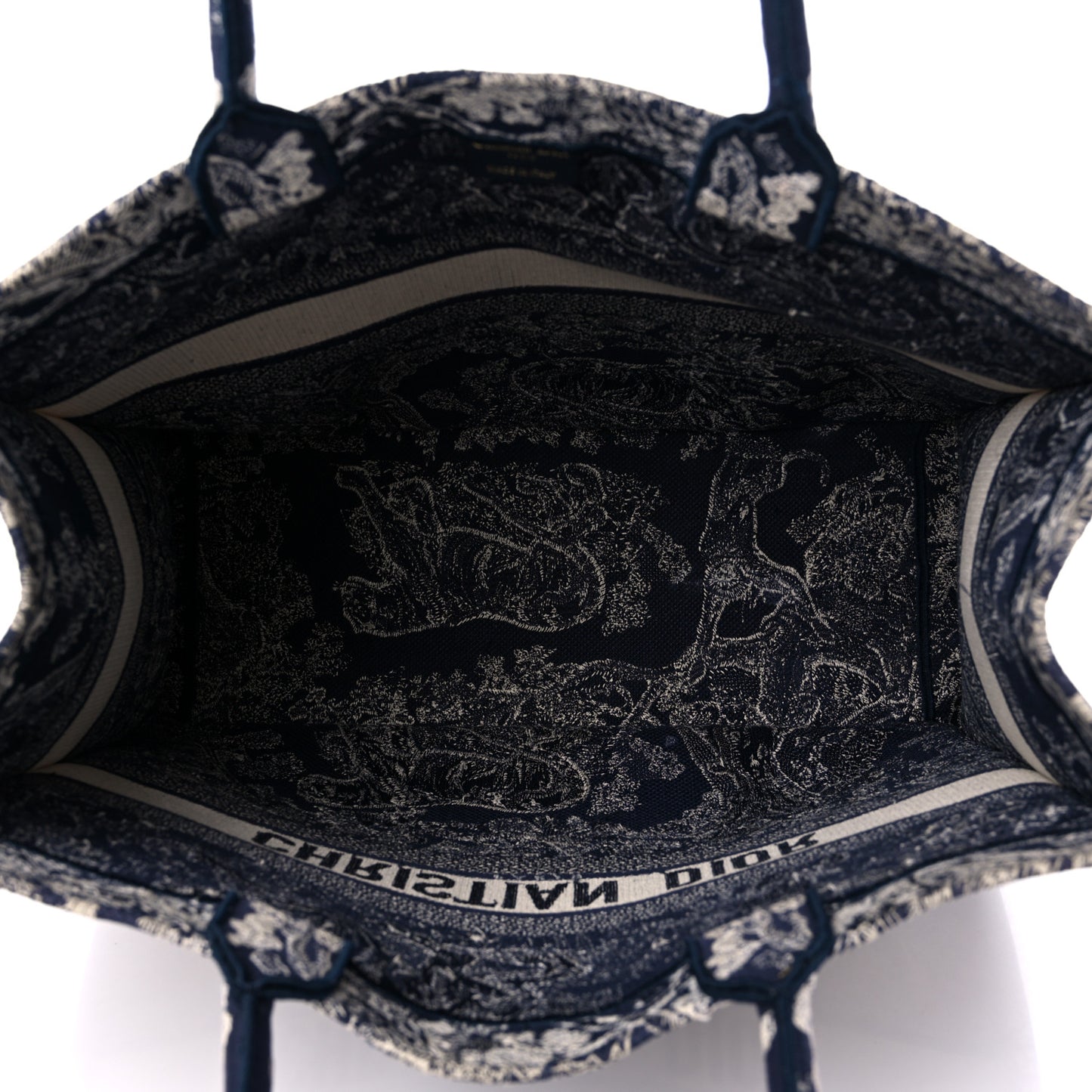 Canvas Embroidered Large Dioriviera Toile De Jouy Reverse Book Tote Blue