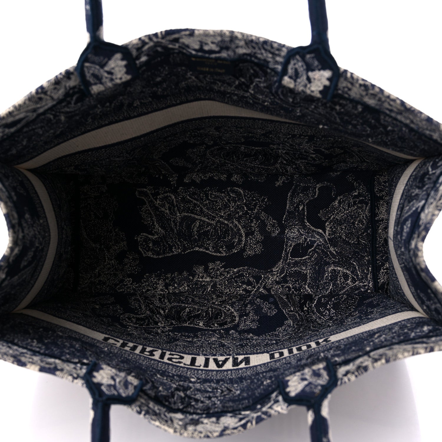 Christian Dior Canvas Embroidered Large Dioriviera Toile De Jouy Reverse Book Tote Blue 5 of 14