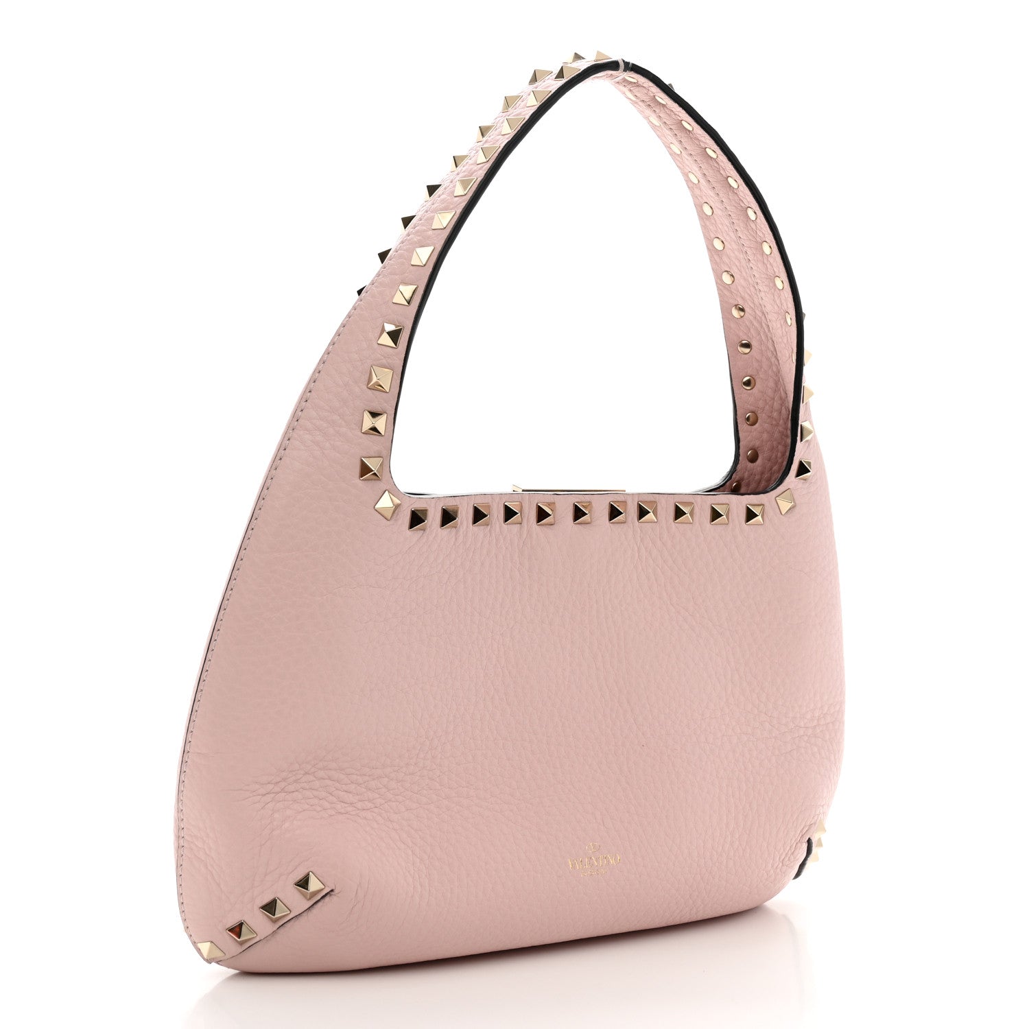 Valentino Garavani Pebbled Calfskin Small Rockstud Flip Lock Hobo Light Pink 3 of 9