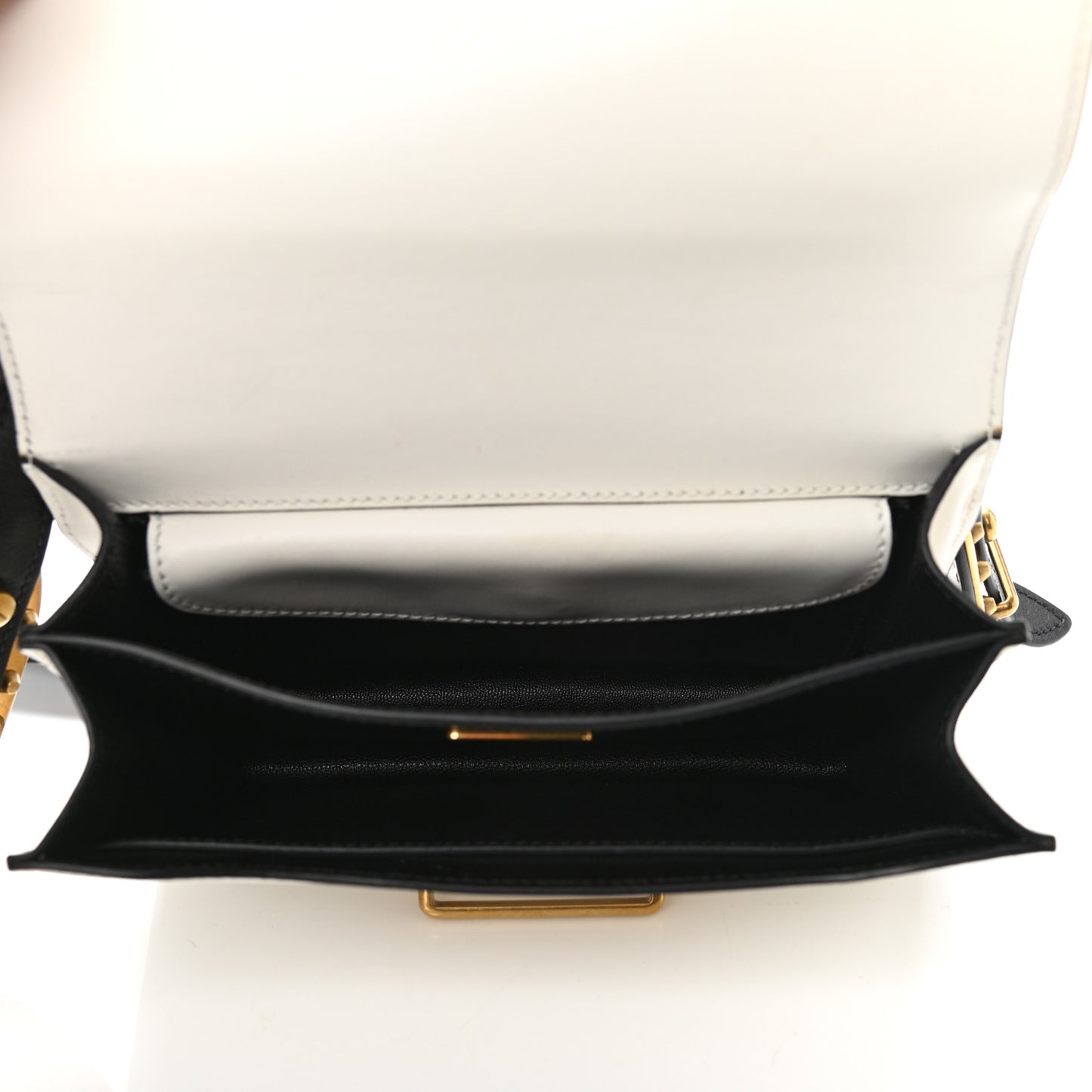 City Calf Saffiano Large Cahier Bag White Black