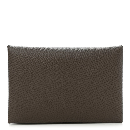 Hermes Epsom Horseshoe Calvi Card Case Etain Jaune Ambre 1 of 8