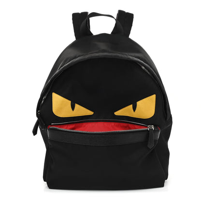 Fendi Nylon Vitello Elite Monster Eyes Rounded Backpack Black Yellow 1 of 11