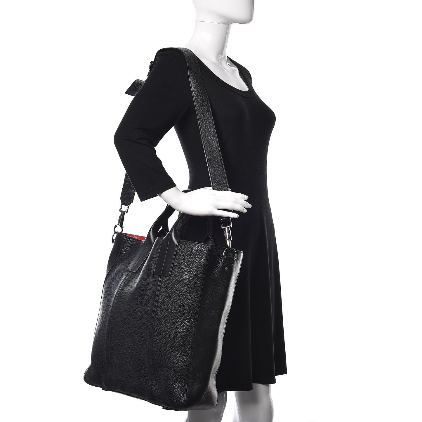 Pebbled Calfskin Fredo Tote Black