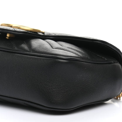 Gucci Calfskin Matelasse Super Mini GG Marmont Shoulder Bag Black 10 of 11