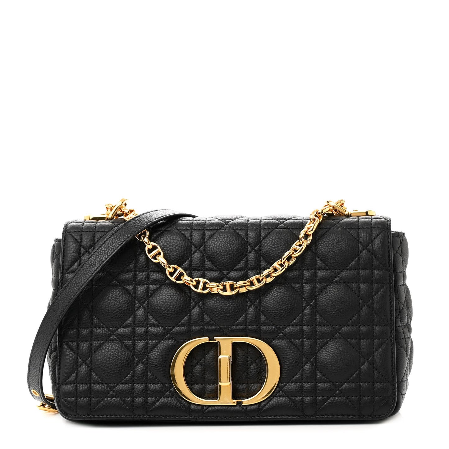 Calfskin Cannage Medium Caro Bag Black
