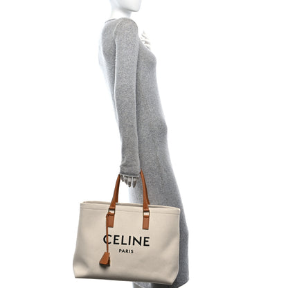 Celine Canvas Calfskin Horizontal Cabas Natural Tan 3 of 10