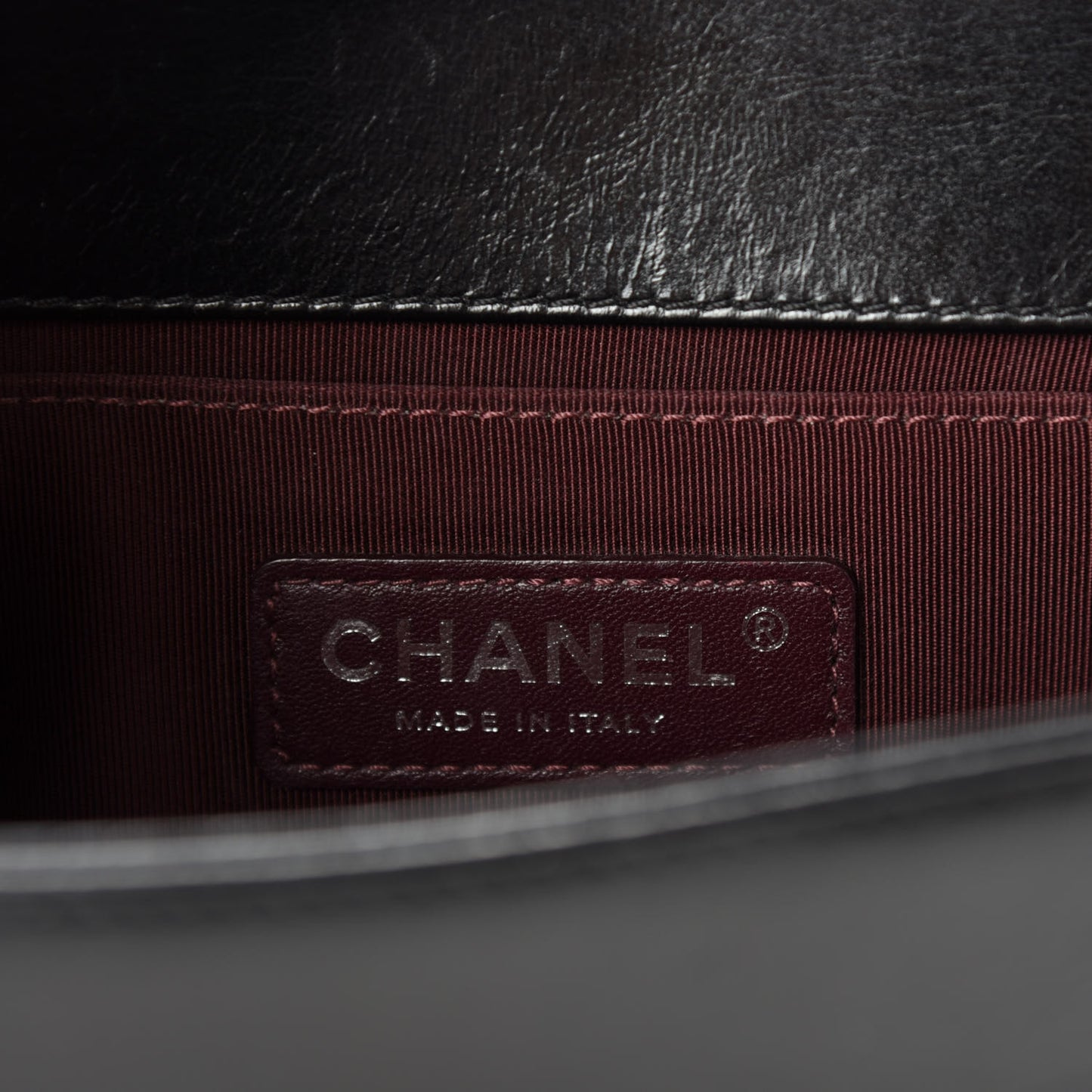 Glazed Calfskin Quilted Small Boy Chained Flap Black