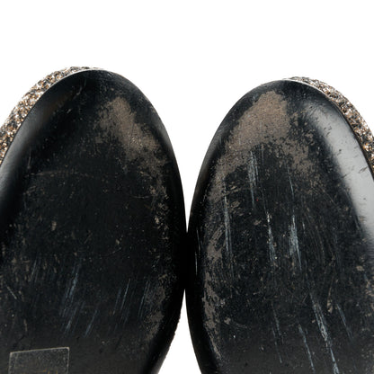 Chanel Fantasy Fabric Grosgrain CC Mocassin Loafers 37.5 Silver Black 9 of 10