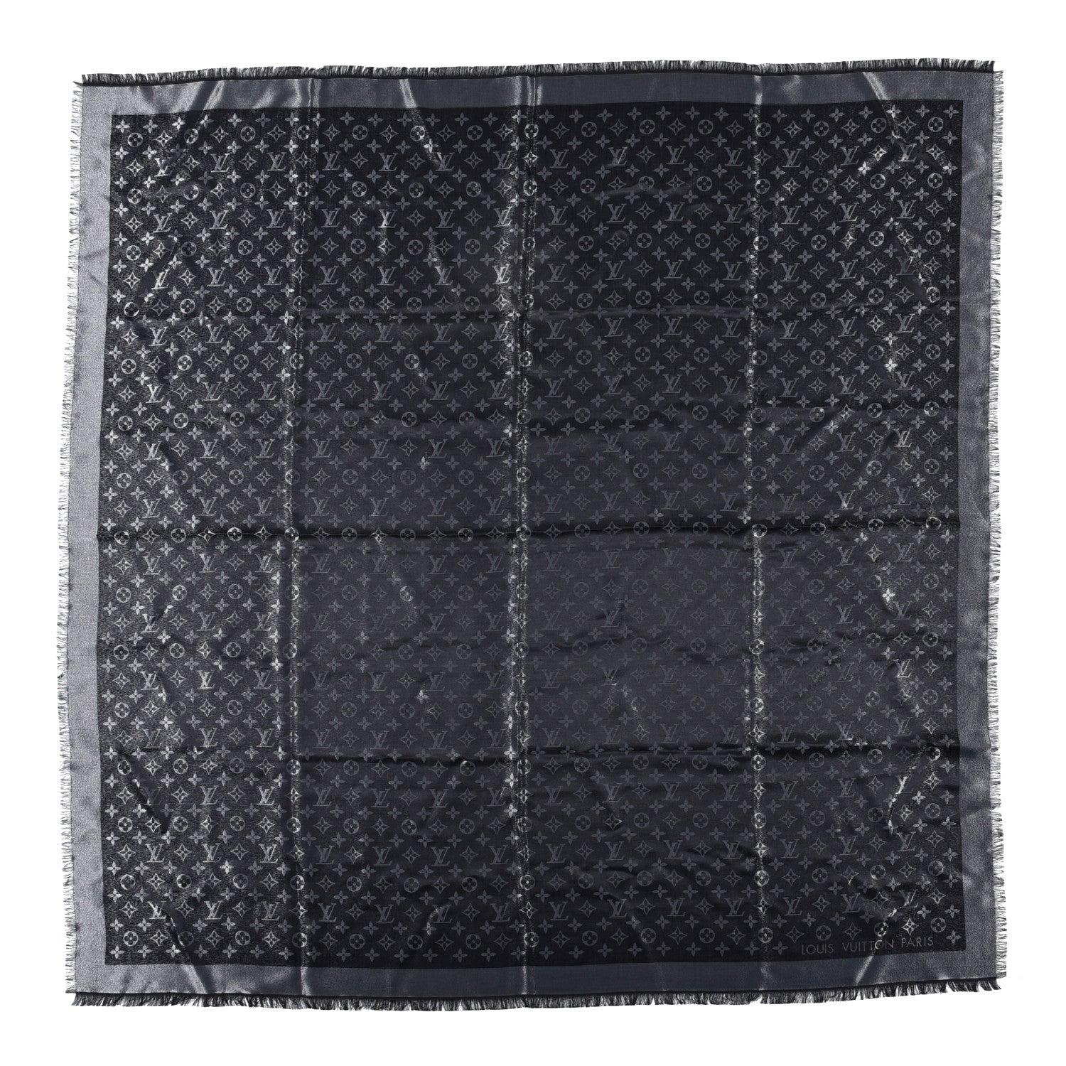 Louis Vuitton Silk Lurex Wool Monogram Shine Shawl Black 1 of 4