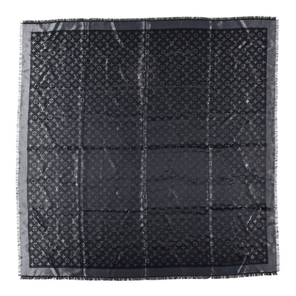 Louis Vuitton Silk Lurex Wool Monogram Shine Shawl Black 1 of 4