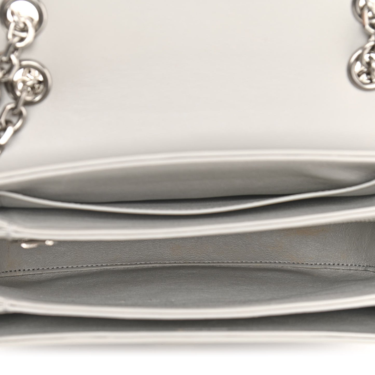 Shiny Calfskin Medium C Bag Pale Grey