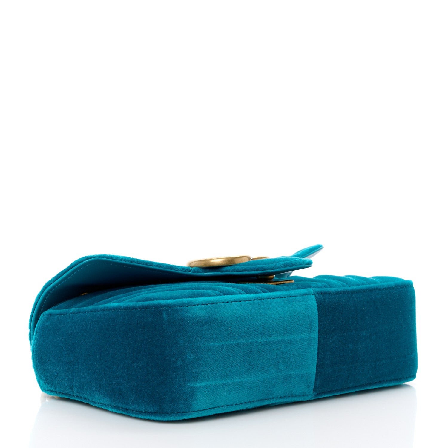 Gucci Velvet Matelasse Mini GG Marmont Shoulder Bag Pavone Cyan 4 of 14
