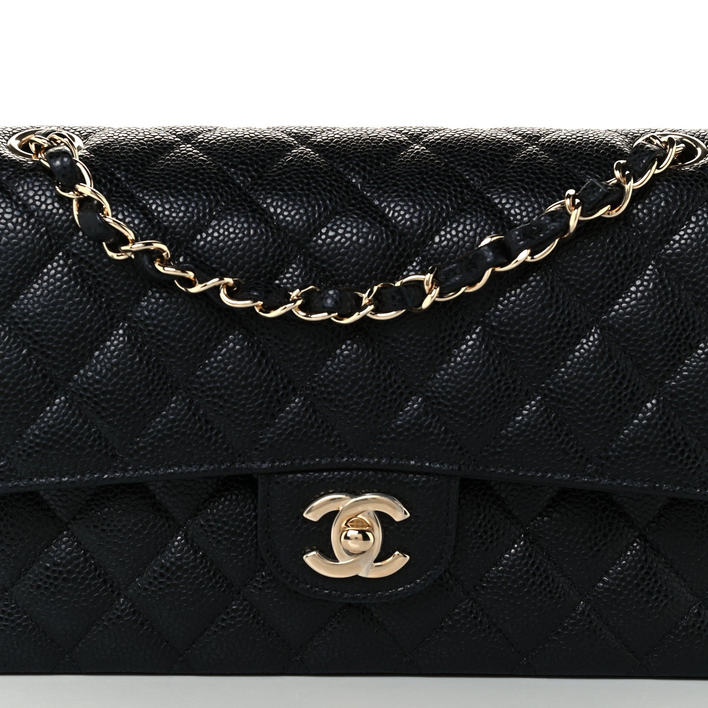 Caviar Quilted Medium Double Flap Black