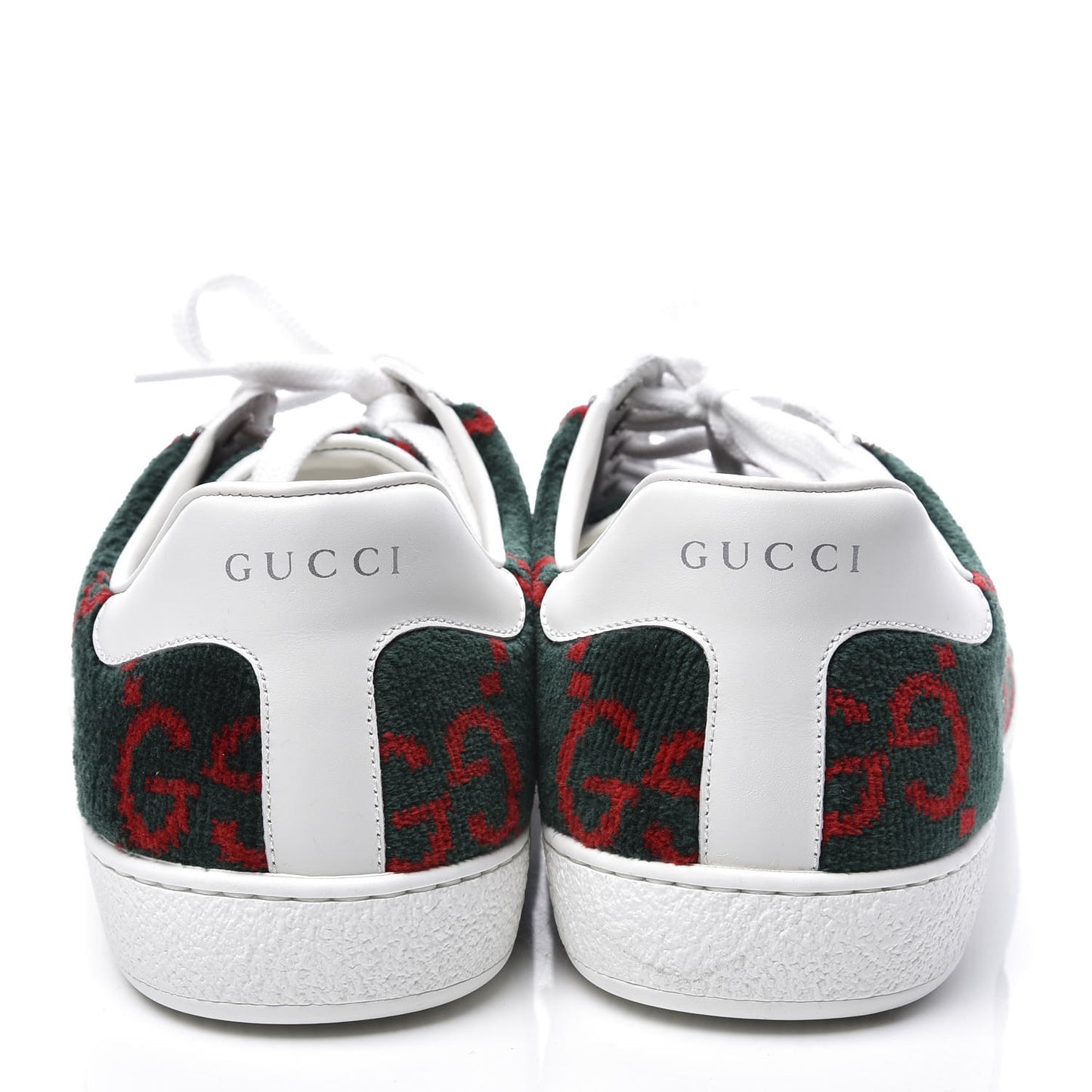 Covered Wool Big GG Monogram Mens Sneakers 8 Green Red