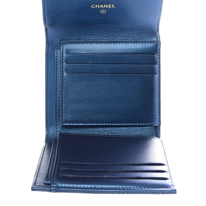 Chanel Metallic Lambskin Quilted Compact Boy Wallet Blue 4 of 8