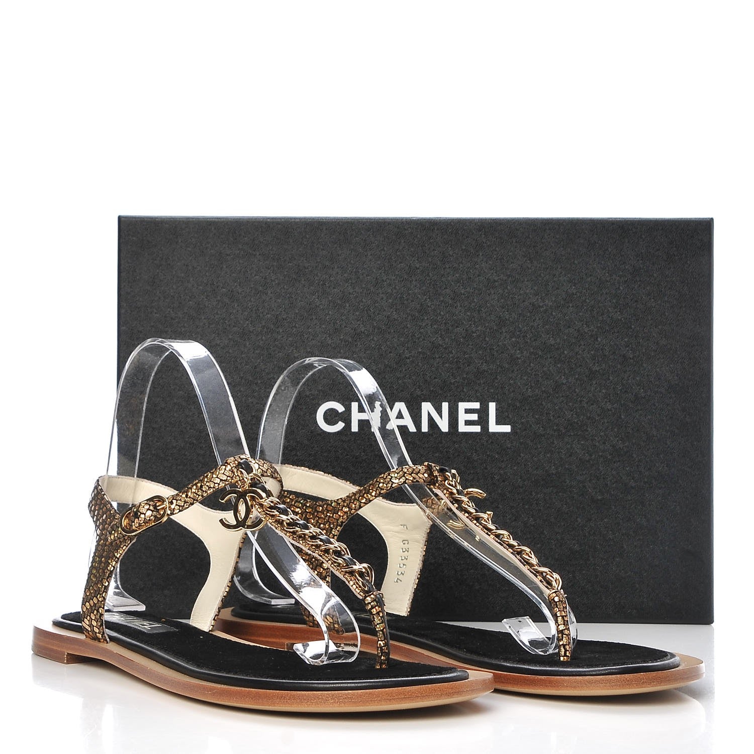Chanel Fantasy Goatskin Suede CC Chain Thong Sandals 39.5 7 of 8