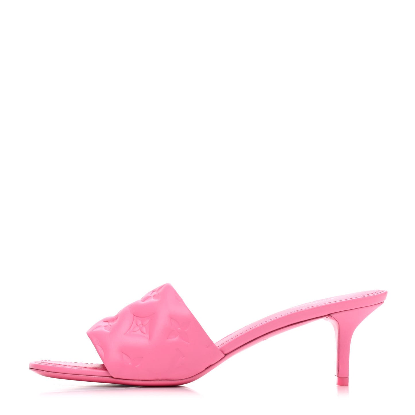 Lambskin Embossed Monogram Revival Mid Heel Mules 39 Rose Pop