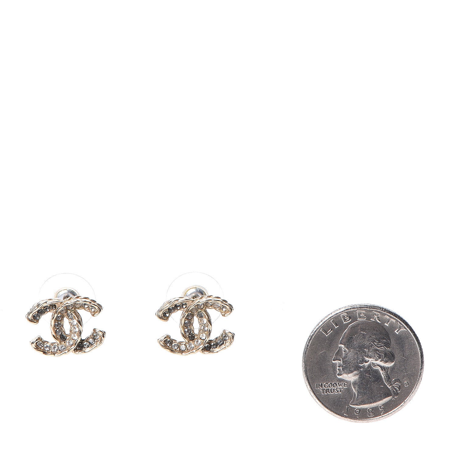 Chanel Crystal CC Earrings Gold 2 of 4