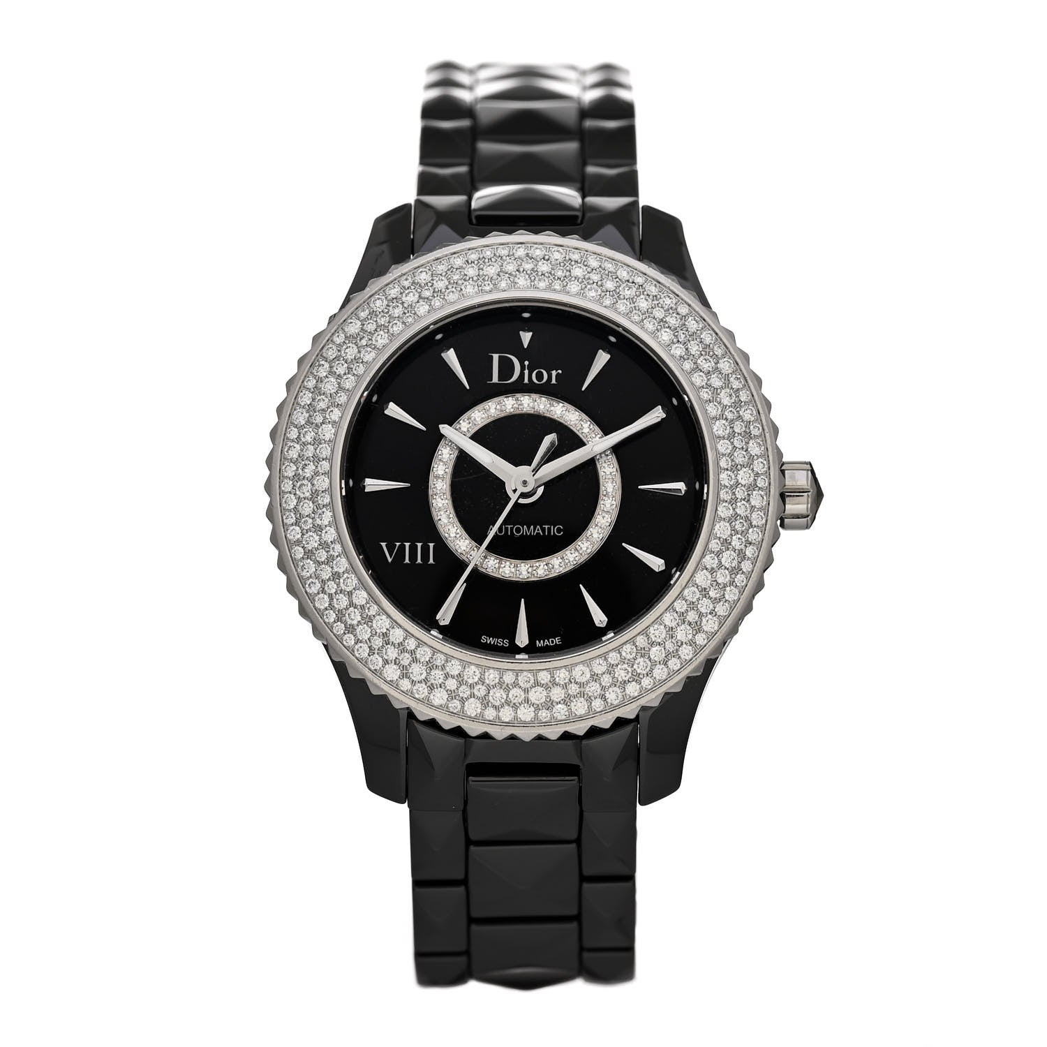 Christian Dior Stainless Steel Ceramic Diamond Pave Bezel 33mm Dior VIII Automatic Watch Black 1 of 5