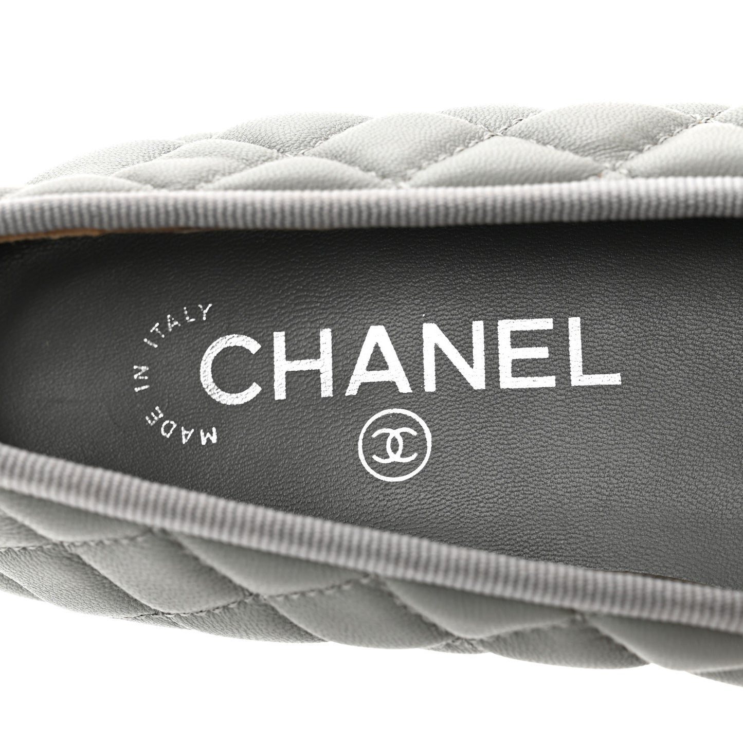 Lambskin Quilted CC Cap Toe Ballerina Flats 36.5 Grey