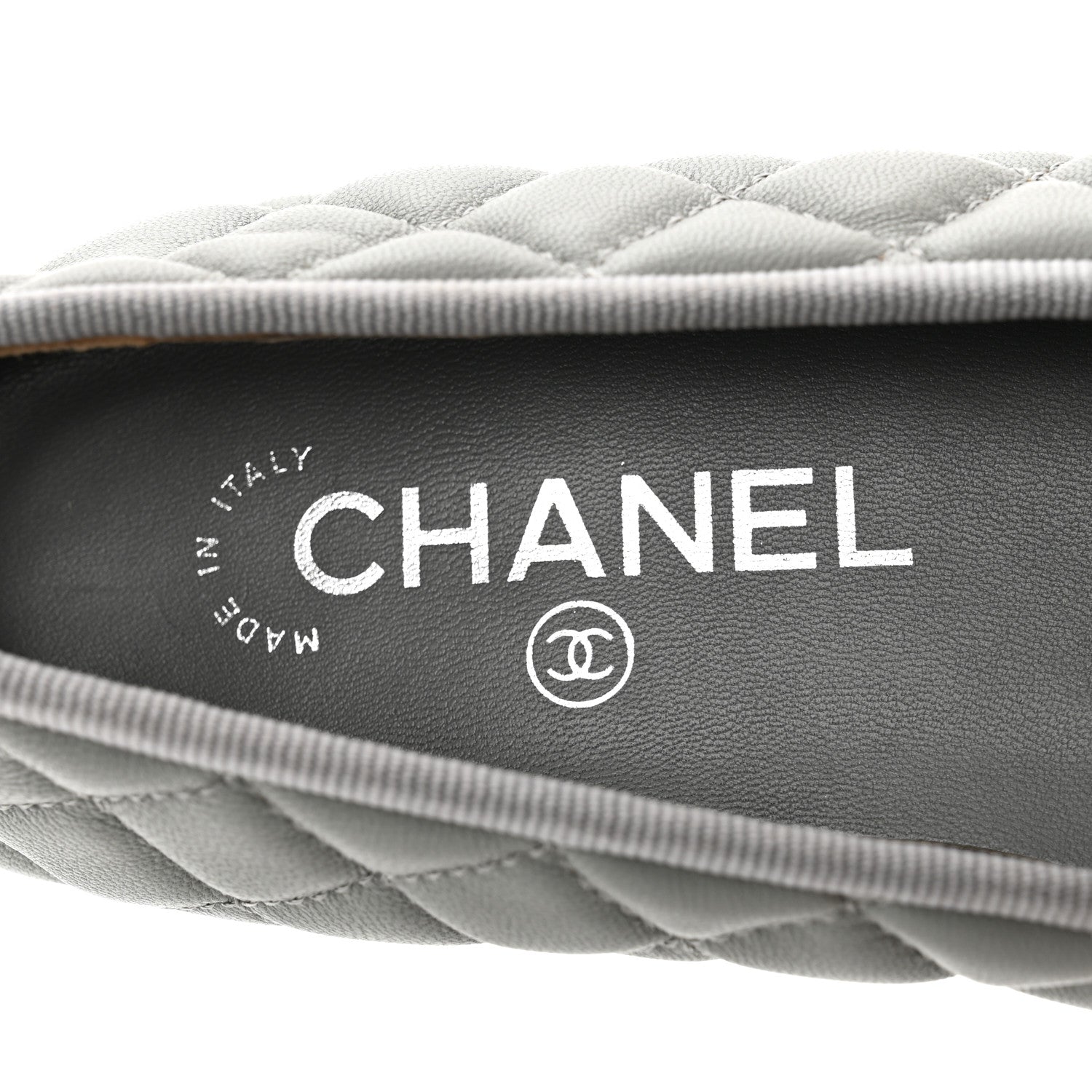 Chanel Lambskin Quilted CC Cap Toe Ballerina Flats 36.5 Grey 7 of 9