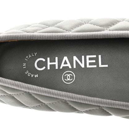 Chanel Lambskin Quilted CC Cap Toe Ballerina Flats 36.5 Grey 7 of 9