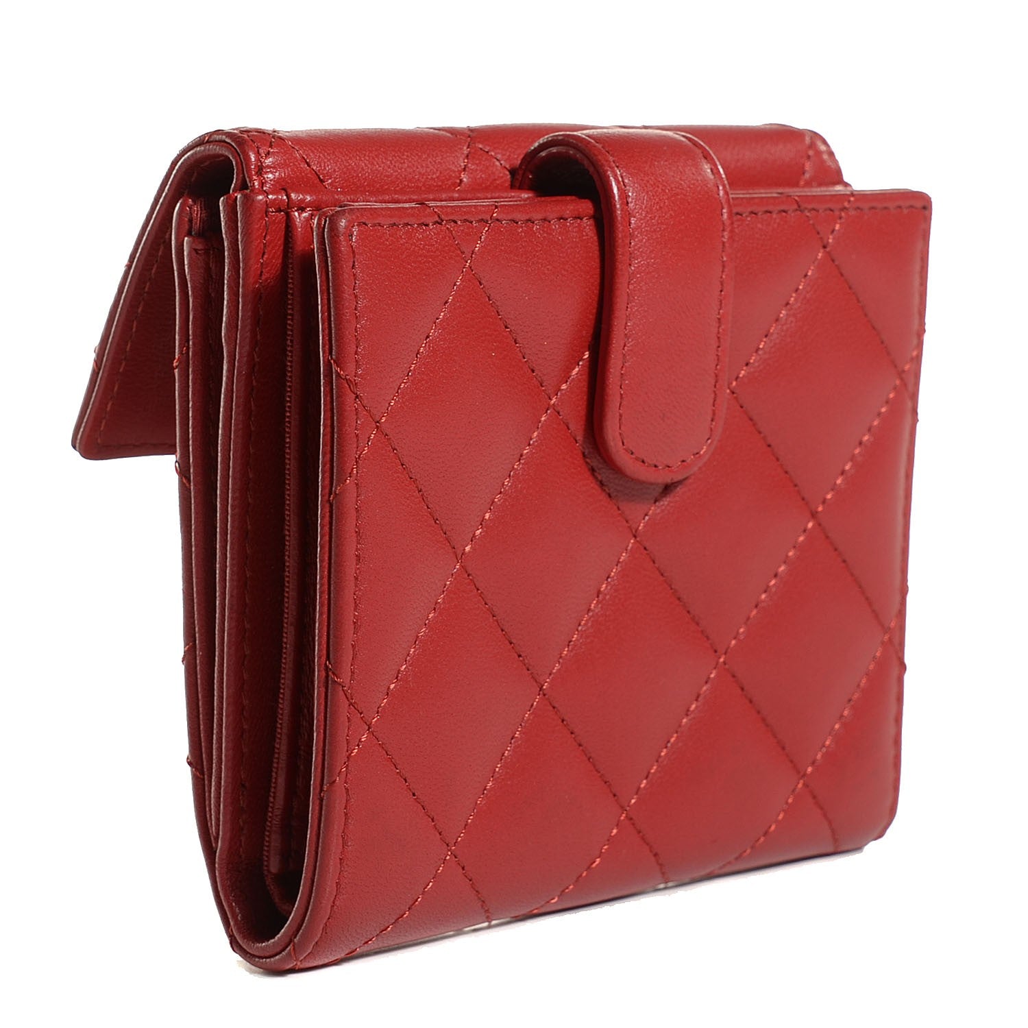 Chanel Lambskin Quilted French Flap Wallet Red 3 of 9