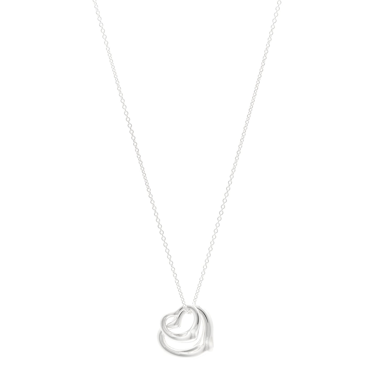 Sterling Silver Elsa Peretti Double Open Heart Pendant Necklace