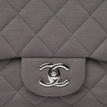 Chanel Jersey Quilted Maxi Single Flap Grey 10 of 10
