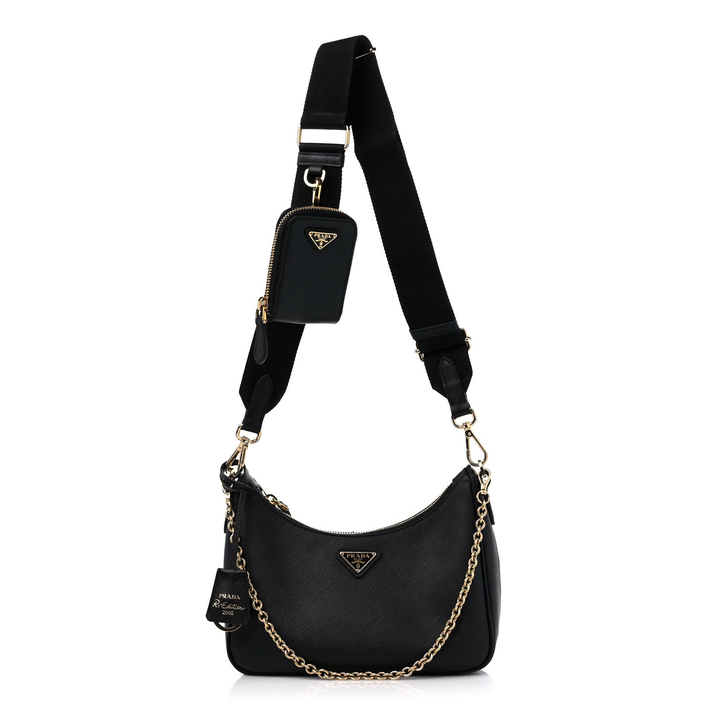 Saffiano Lux Re-Edition 2005 Shoulder Bag Black