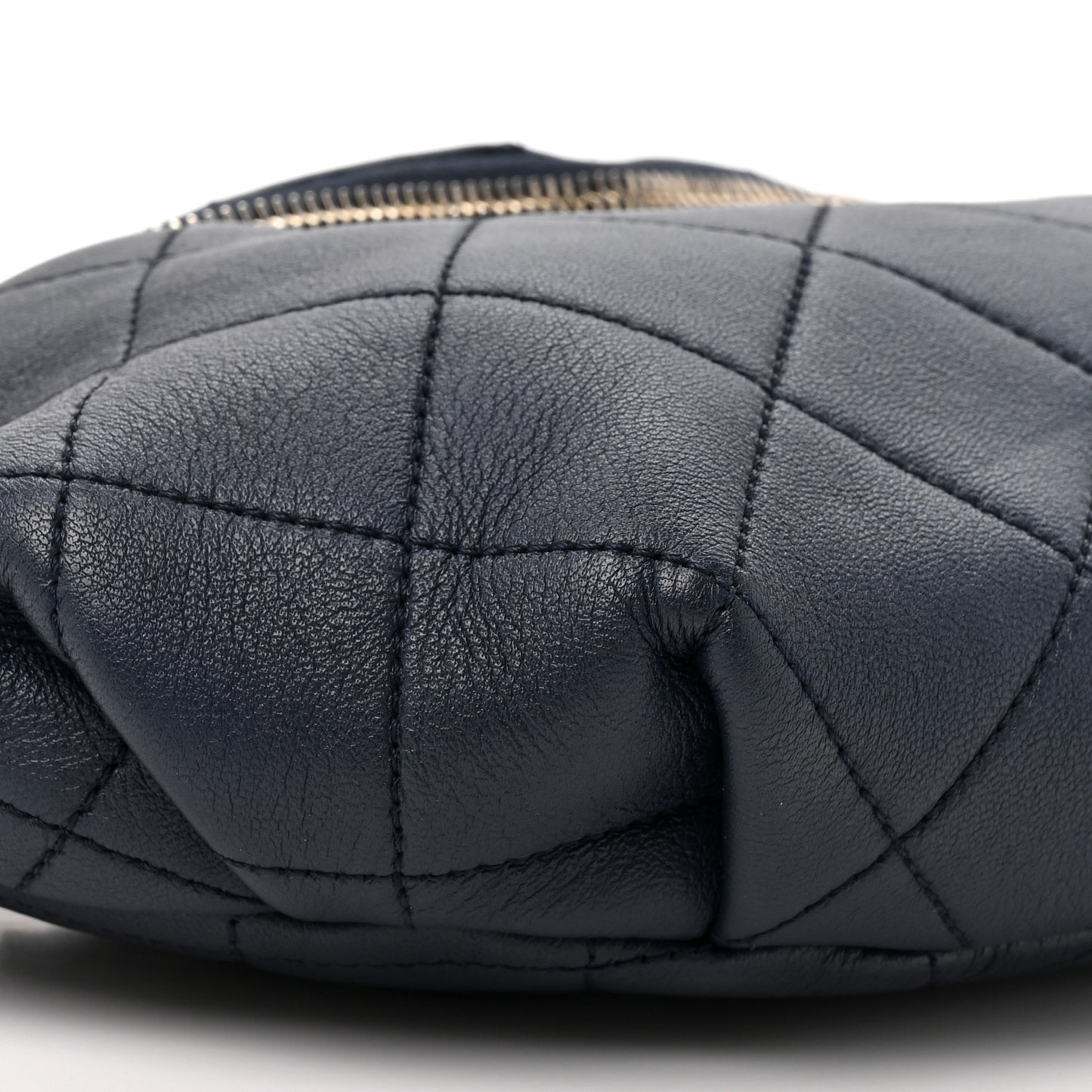 Calfskin Enamel Quilted Waist Bag Navy
