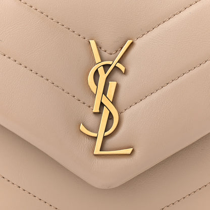Saint Laurent Calfskin Y Quilted Monogram Toy Loulou Crossbody Bag Latte 7 of 9