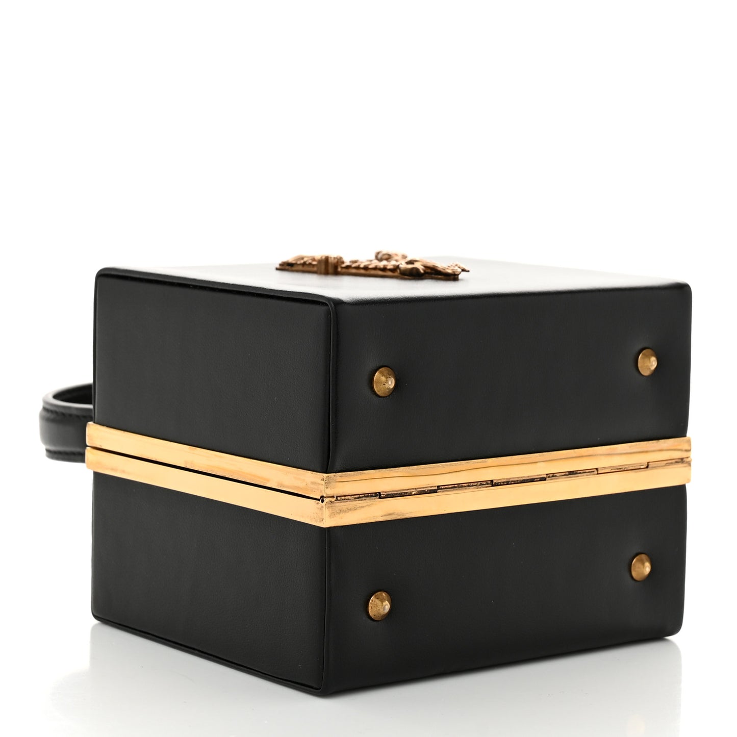 Calfskin Virtus Square Shoulder Bag Black