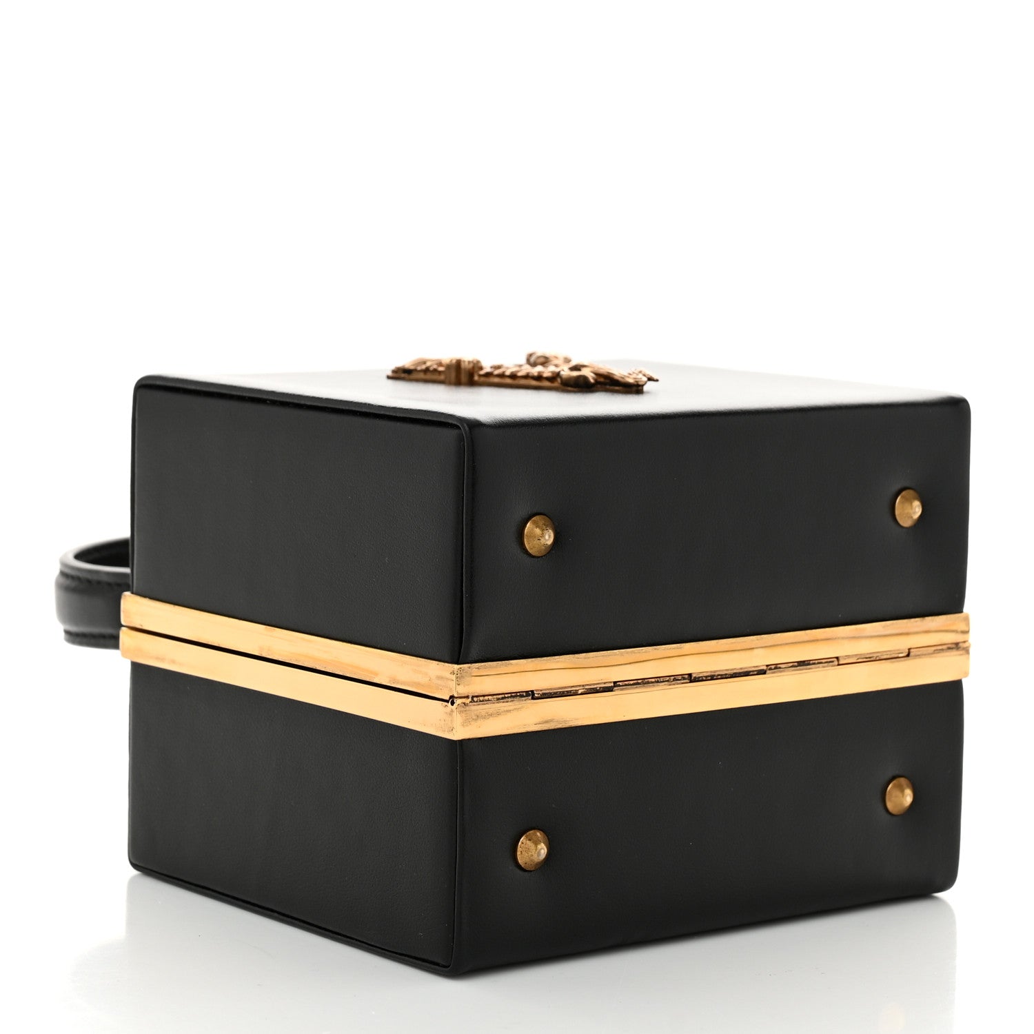 Versace Calfskin Virtus Square Shoulder Bag Black 4 of 10