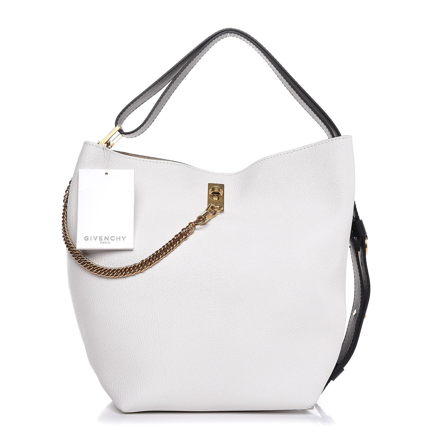 Grained Calfskin GV Bucket Bag White