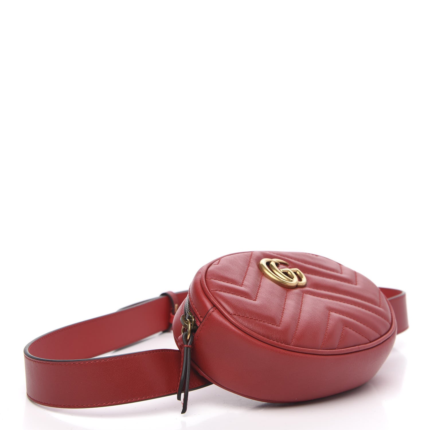 Gucci Calfskin Matelasse GG Marmont Belt Bag 95 38 Hibiscus Red 4 of 11
