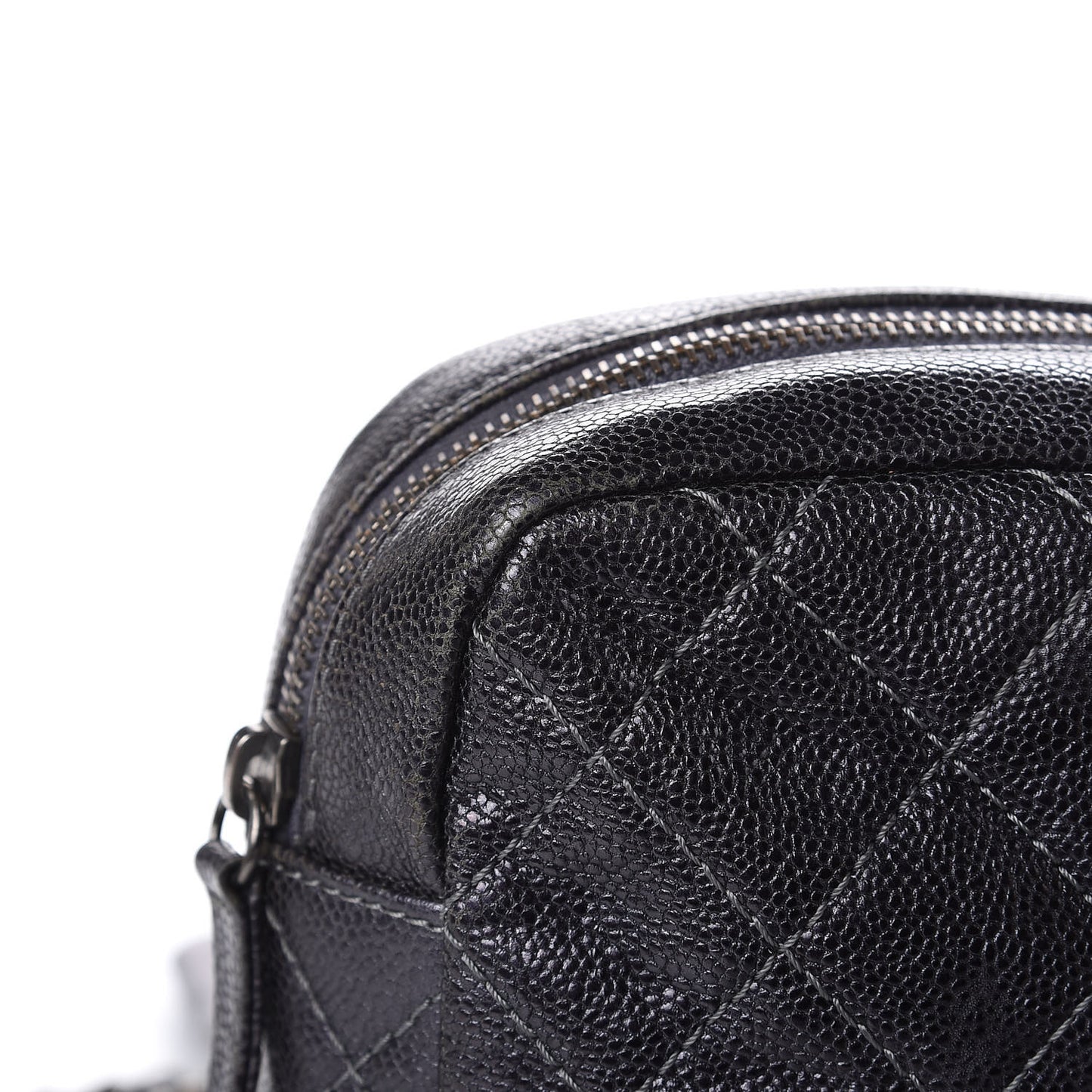 Iridescent Caviar Quilted Large Chic Flap Dark Grey