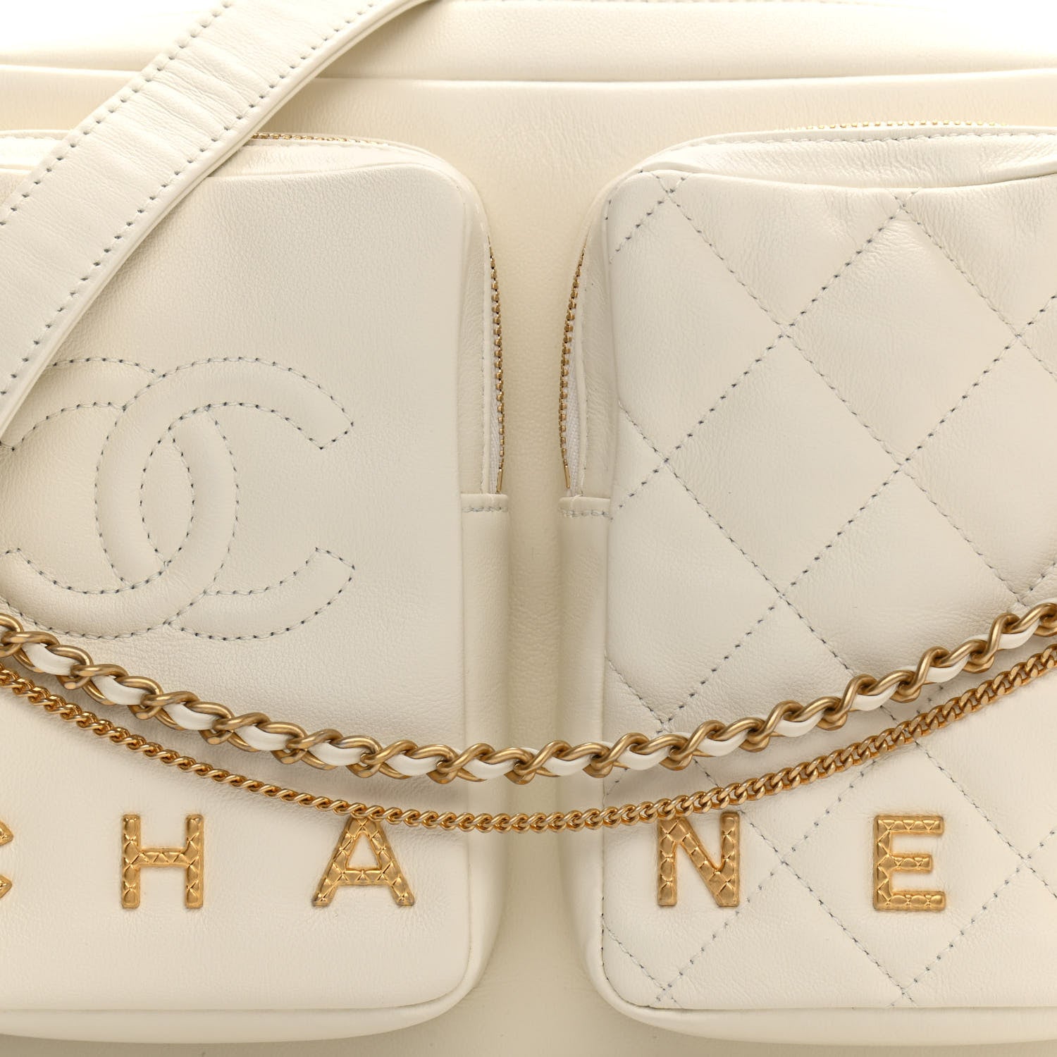 Chanel Calfskin Quilted Large Camera Case White 8 of 11