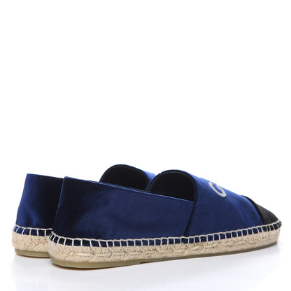 Chanel Velvet Logo Espadrilles 38 Navy Black 4 of 8