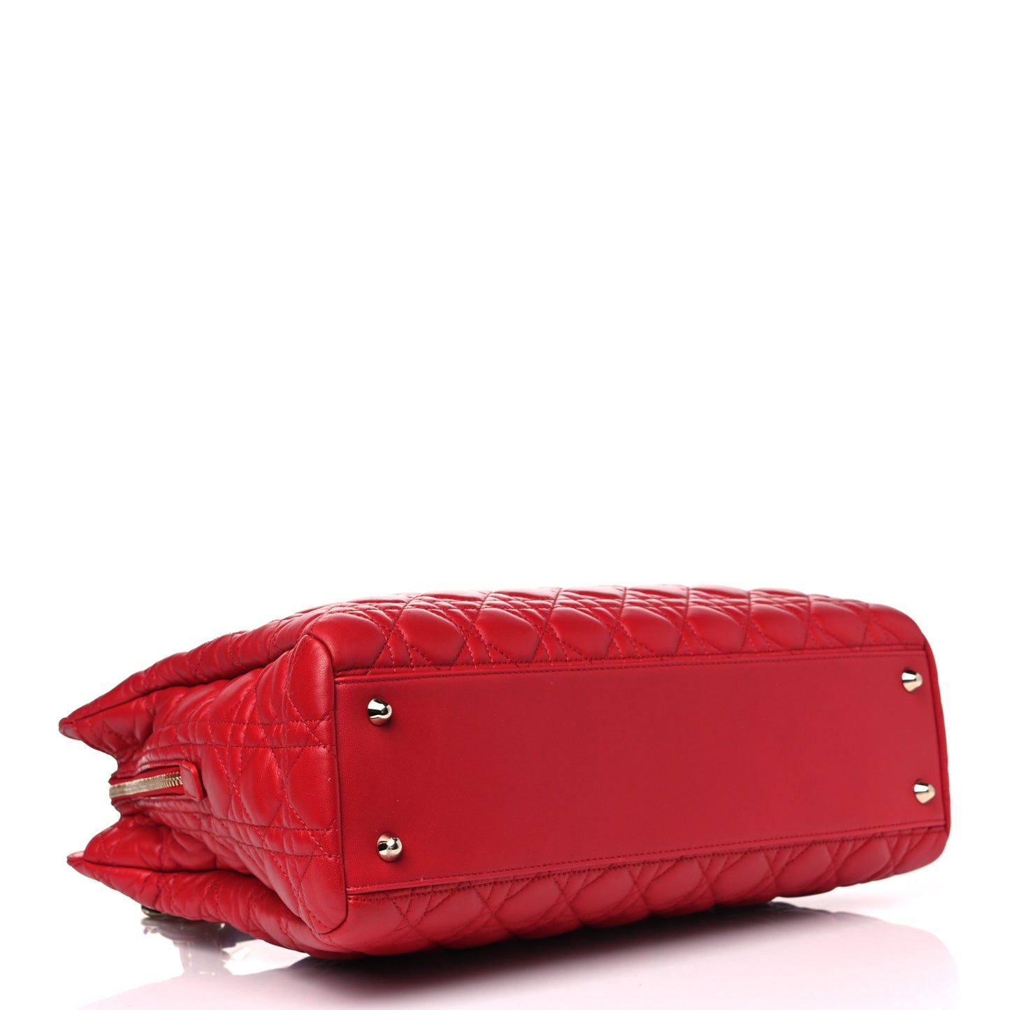 Lambskin Cannage Large Dior Soft Shopping Tote Red
