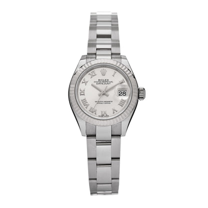 Rolex Stainless Steel 18K White Gold 28mm Oyster Perpetual Datejust Watch Silver Roman 279174 1 of 5