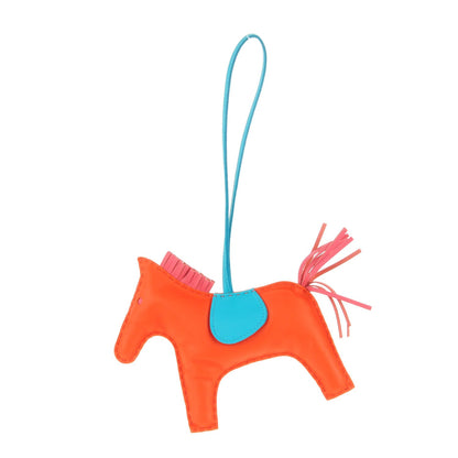 Hermes Milo Lambskin Grigri Rodeo Horse Bag Charm GM Rose Azalee Orange Poppy Bleu Azteque 1 of 3