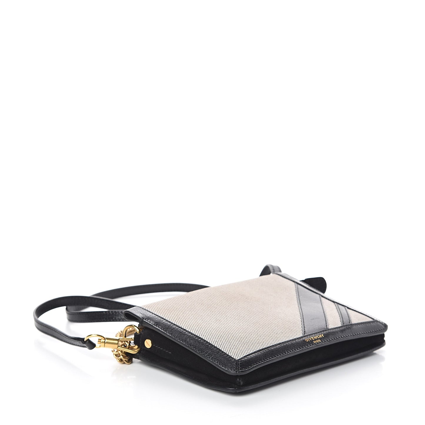 Suede Calfskin Canvas GV Cross Shoulder Bag Black