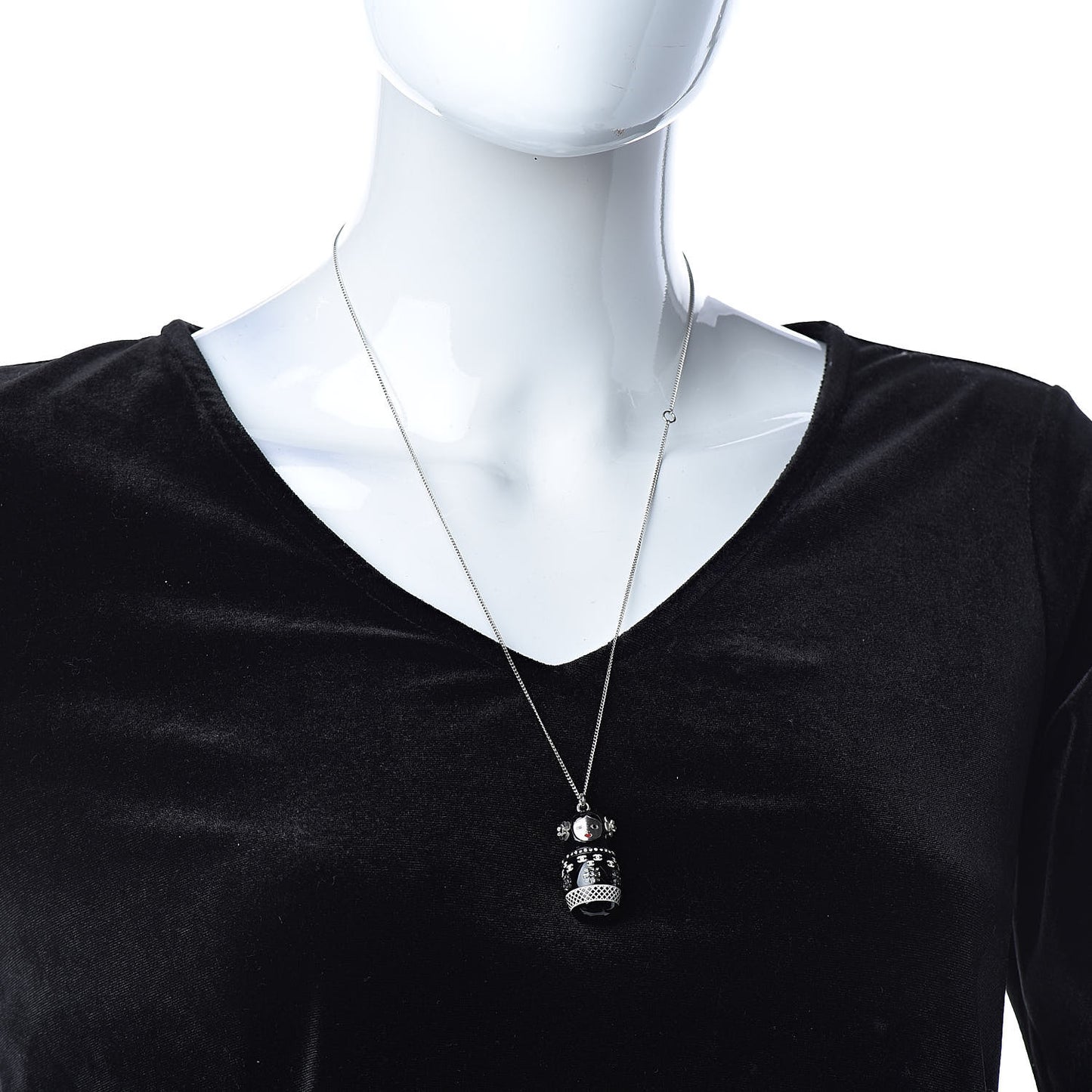 Resin Matryoshka Russian Doll Necklace Black