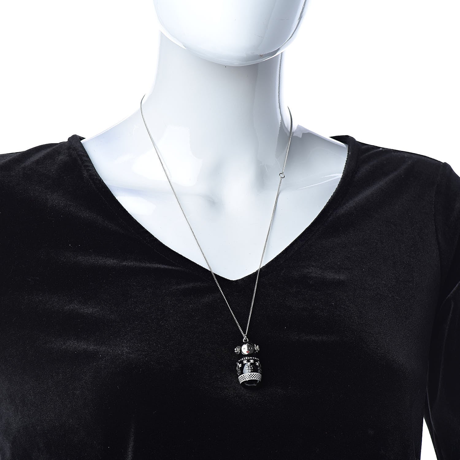 Chanel Resin Matryoshka Russian Doll Necklace Black 2 of 4