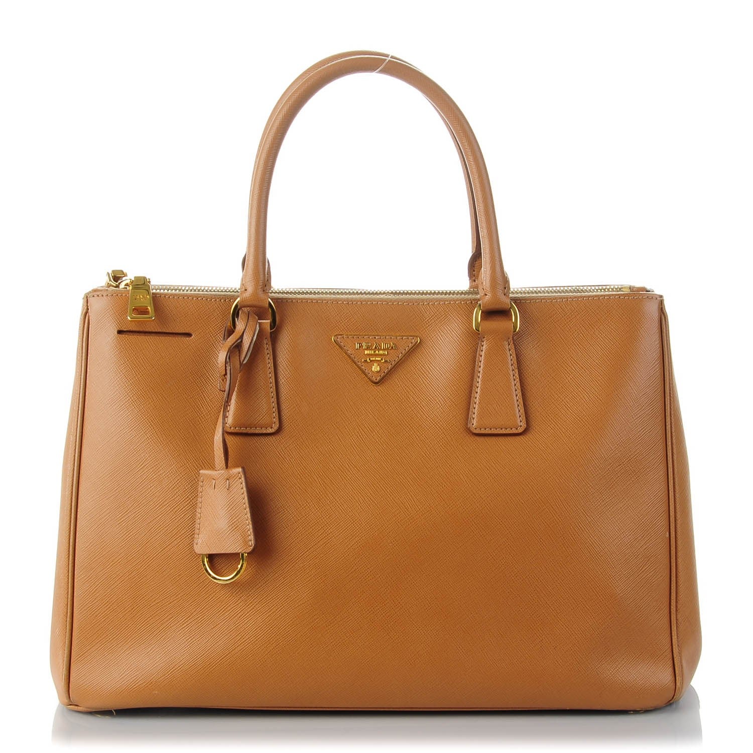 Prada Saffiano Medium Galleria Double Zip Tote Caramel 1 of 9