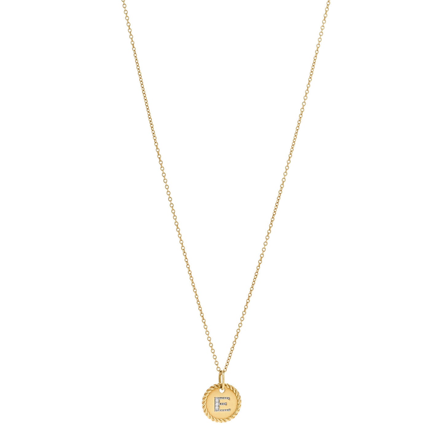 DAVID YURMAN 18K Yellow Gold Diamond Initial E Charm Necklace