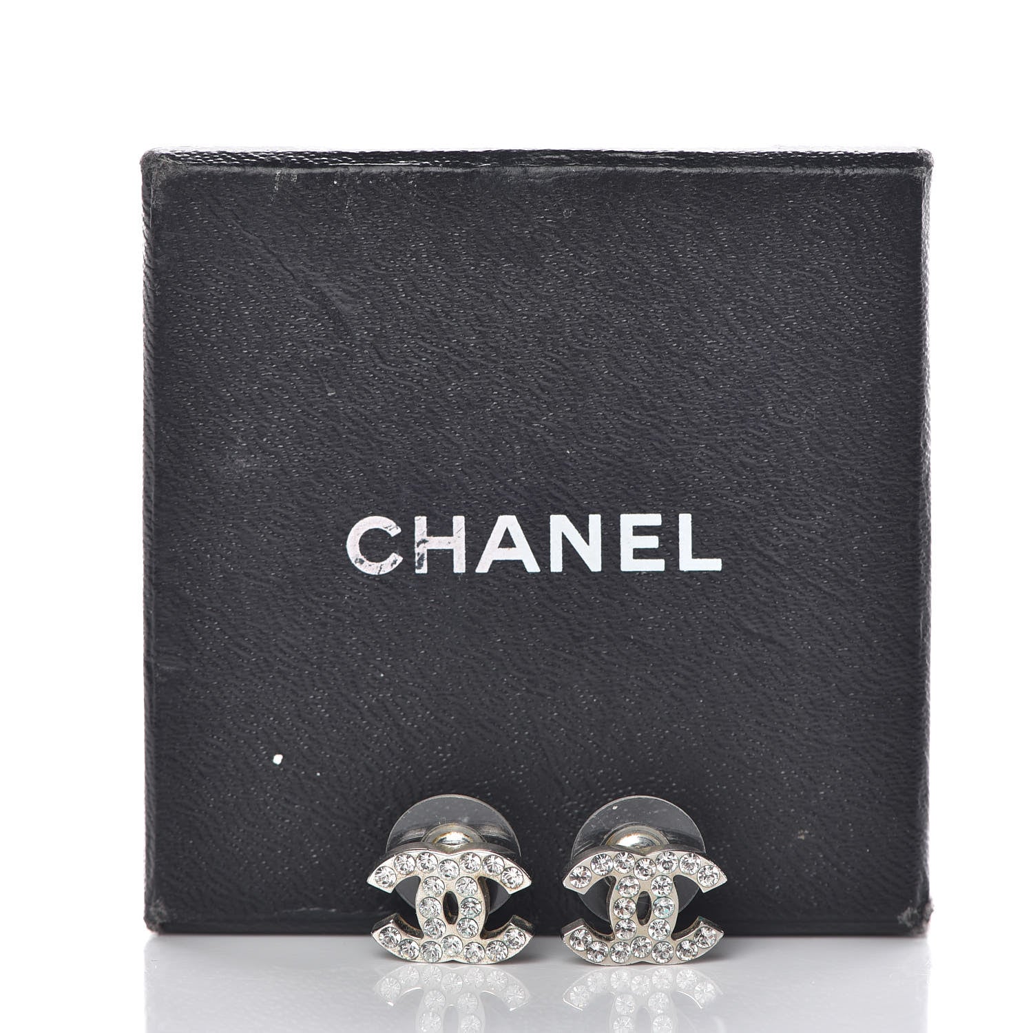 Chanel Crystal Timeless CC Earrings Silver 6 of 6