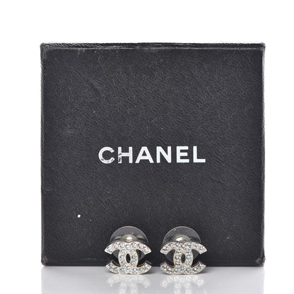 Chanel Crystal Timeless CC Earrings Silver 6 of 6