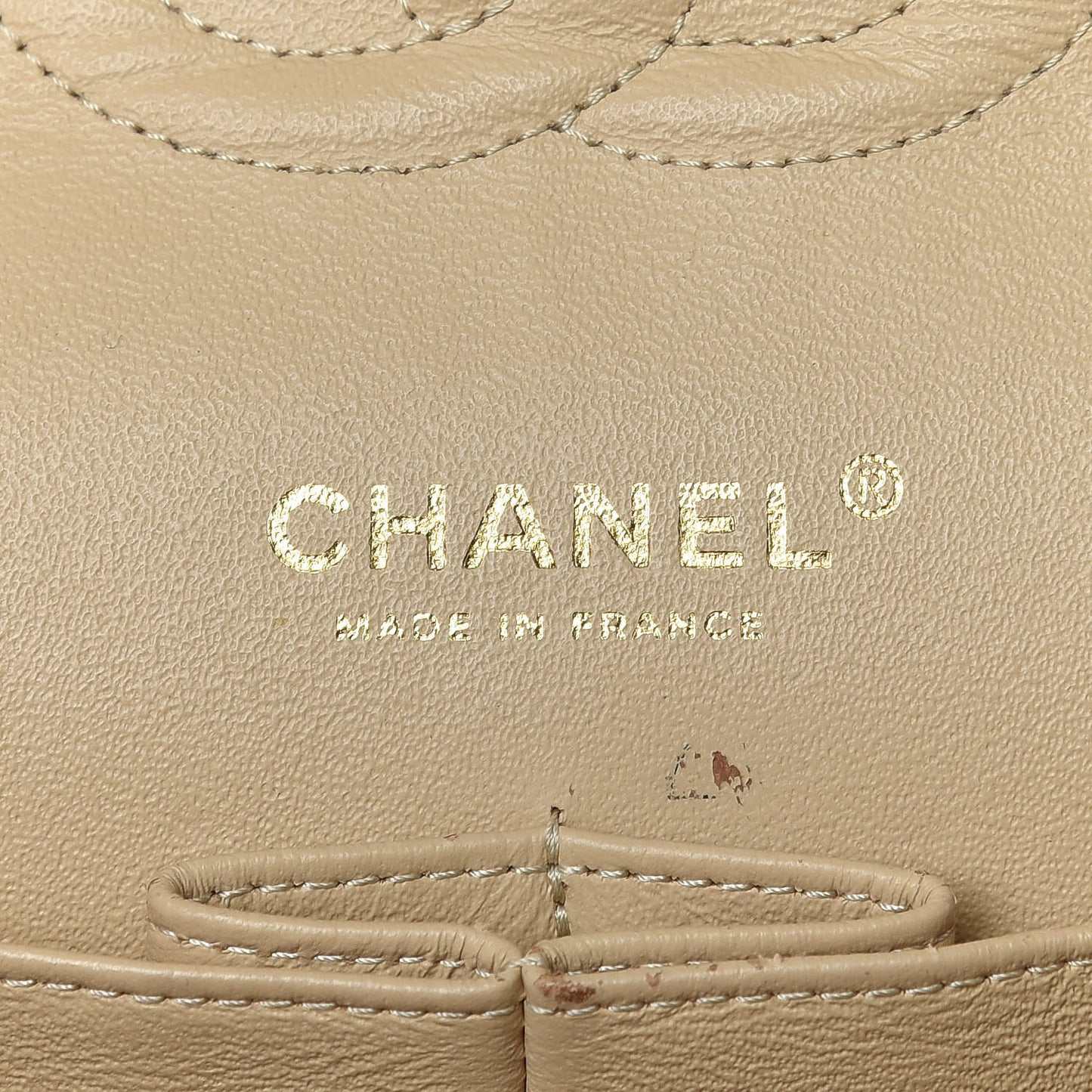 Caviar Quilted Medium Double Flap Beige